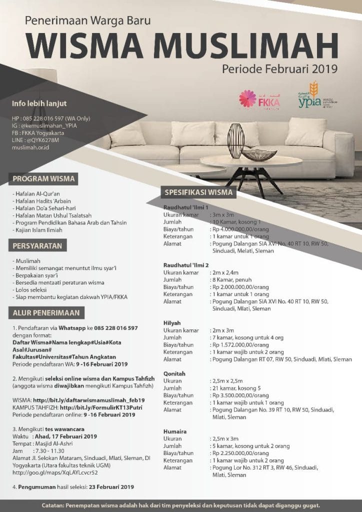Penerimaan Warga Baru Wisma Muslimah Periode Februari 2019