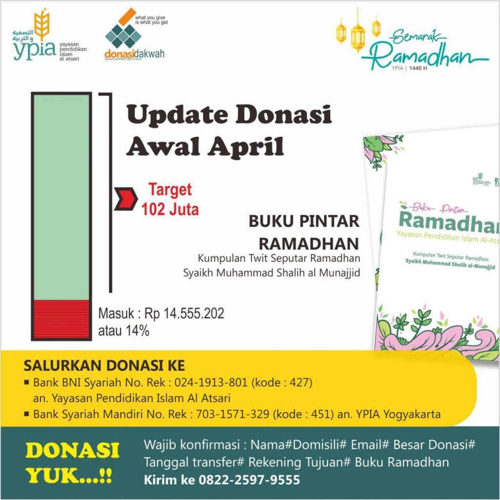 UPDATE DONASI BUKU AWAL APRIL BUKU PINTAR RAMADHAN 1440 H