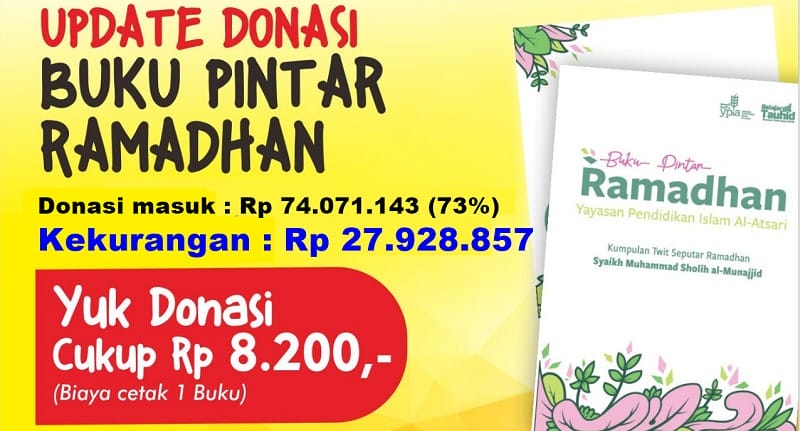 TINGGAL SEDIKIT LAGI; MASIH KURANG 27 JUTA DONASI BUKU PINTAR RAMADHAN