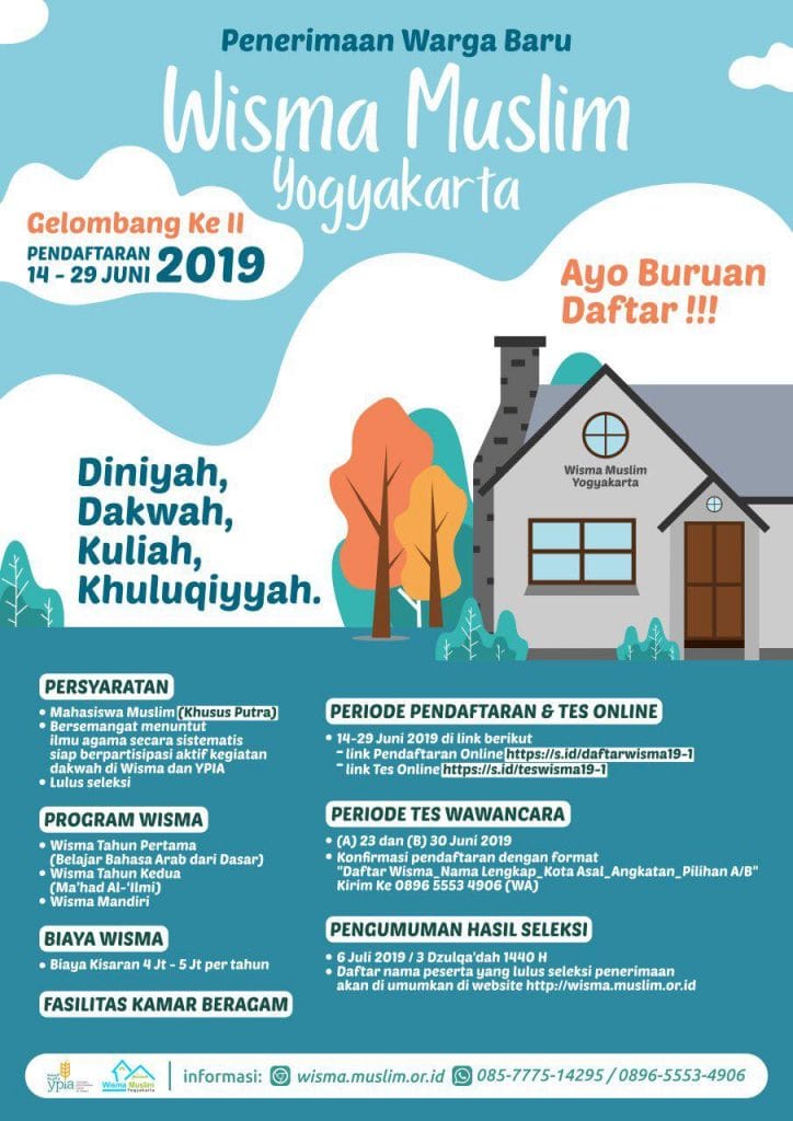 PENDAFTARAN WISMA MUSLIM YOGYAKARTA MASA SYAWAL 1440