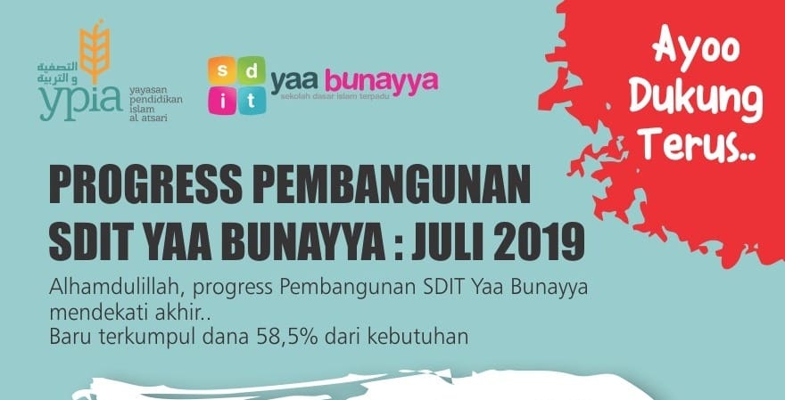 UPDATE DONASI PEMBANGUNAN SDIT YAA BUNAYYA (58,5%)