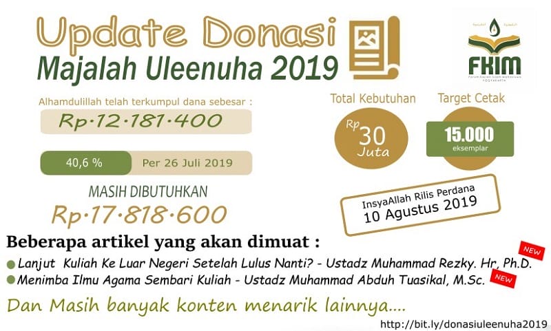 UPDATE DONASI MAJALAH ULEENUHA MASIH KURANG 17,8 JUTA LAGI