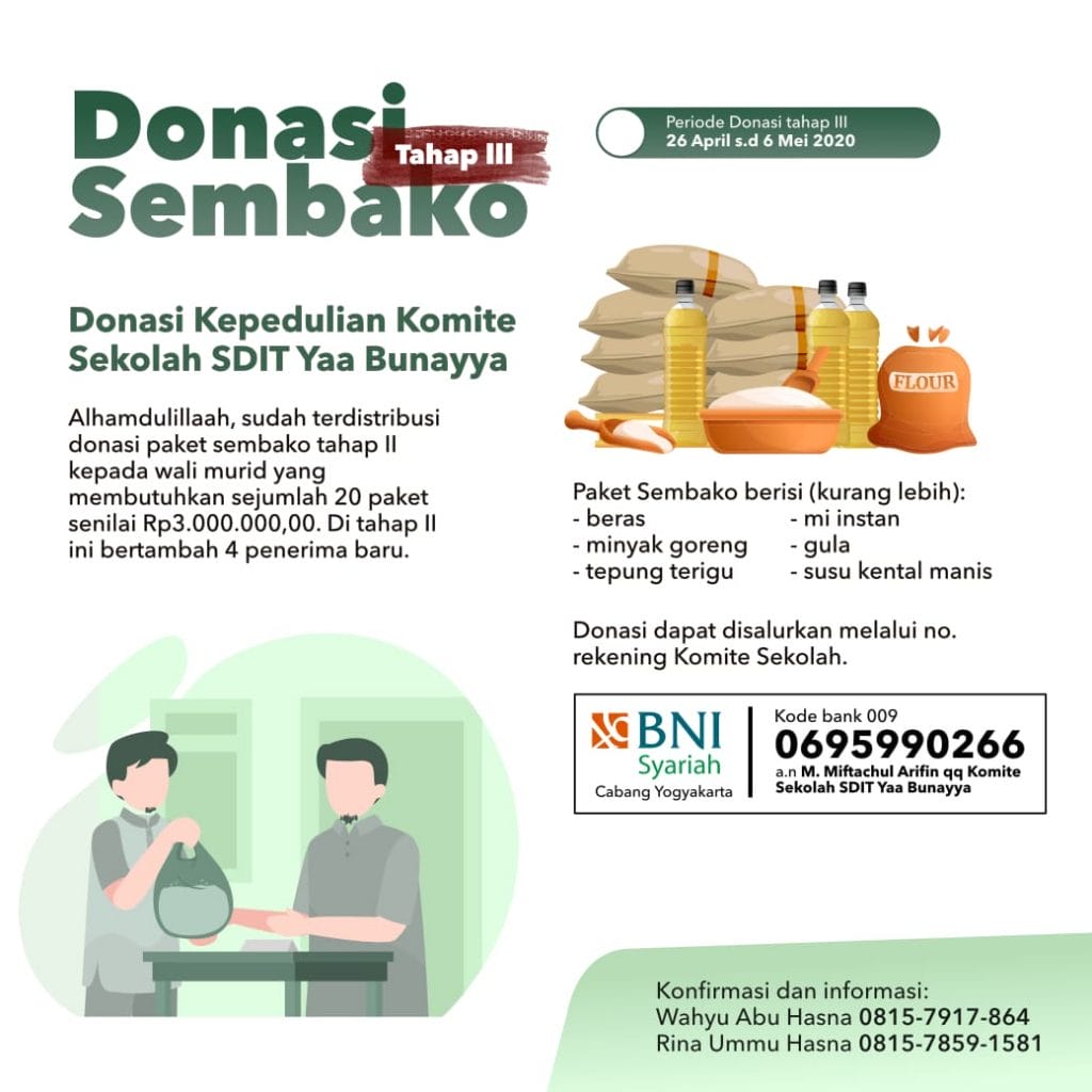 Donasi Kepedulian Komite Sekolah SDIT Yaa Bunayya