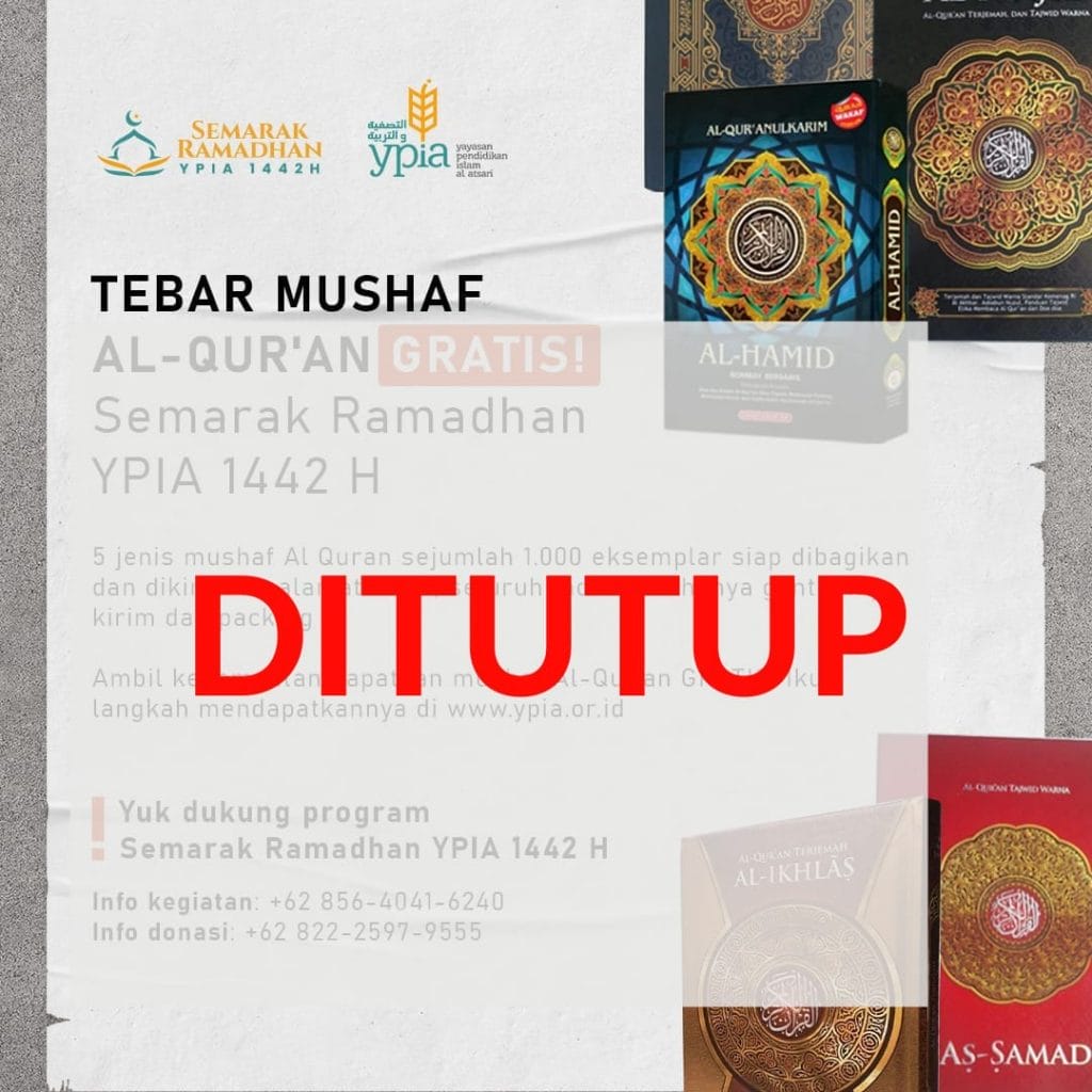 Pengumuman Pemesanan Tebar Mushaf Telah Ditutup
