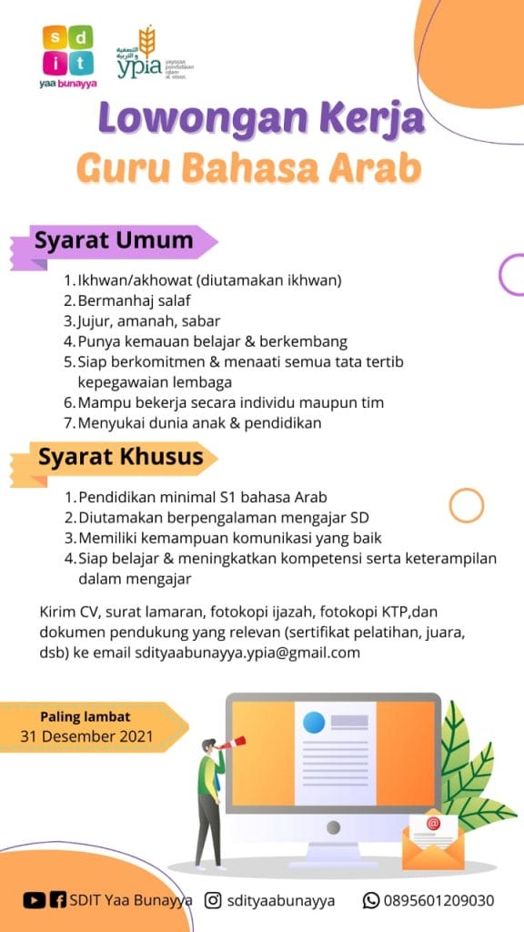 LOWONGAN KERJA GURU BAHASA ARAB