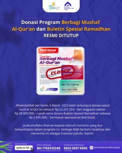 Program Donasi Tebar Al-Qur’an Resmi Ditutup